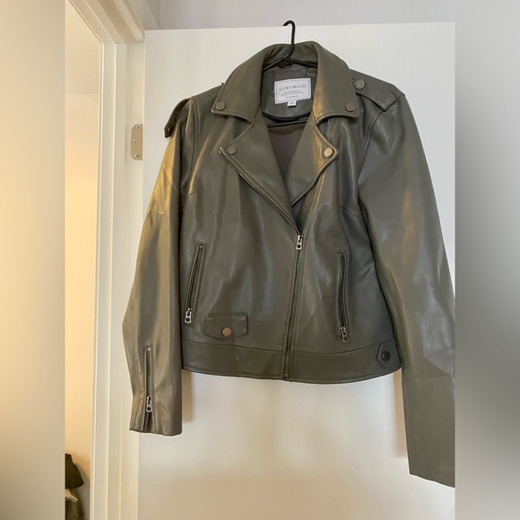 REAL GREY LEATHER JACKET LUCKY BRAND NEVER WORN - Picture 2 of 4